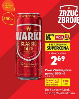 Piwo Warka Jasne Pełne, 550 ml