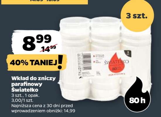 Wkład do zniczy parafinowy Światełko