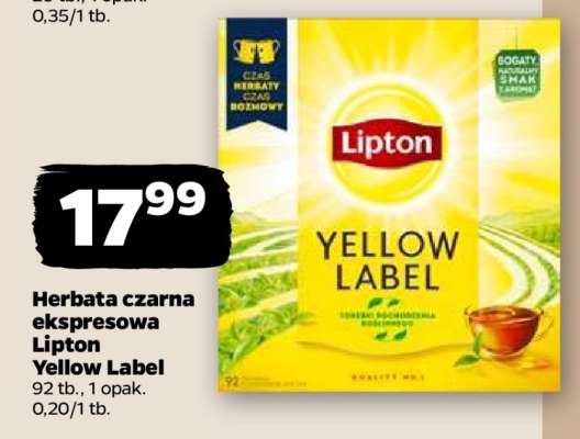 Herbata czarna ekspresowa Lipton Yellow Label
