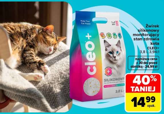 Żwirek silikonowy monitorujący stan zdrowia kota CLEO+