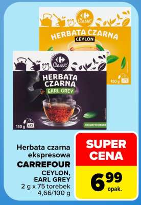 Herbata czarna ekspresowa CARREFOUR CEYLON, EARL GREY