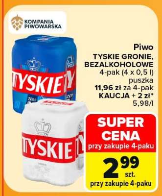 Piwo TYSKIE GRONIE, BEZALKOHOLOWE