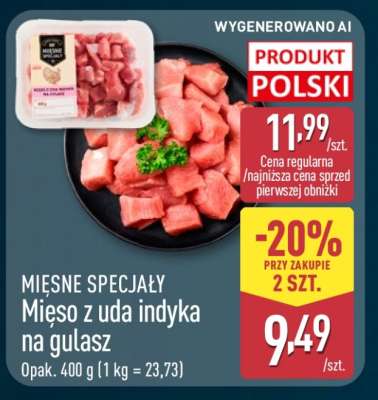 Mięso z uda indyka na gulasz