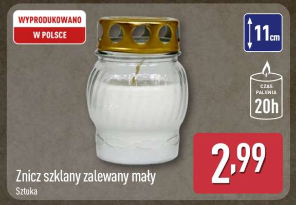 Znicz szklany zalewany mały