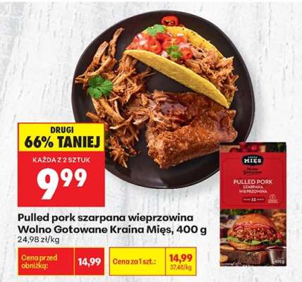 Pulled pork szarpana wieprzowina Wolno Gotowane Kraina Mies, 400 g