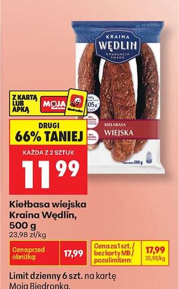 Kiełbasa wiejska Kraina Wędlin, 500 g