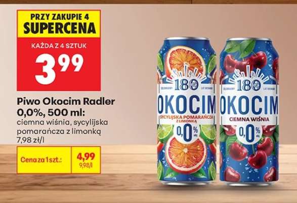 Piwo Okocim Radler 0,0%, 500 ml