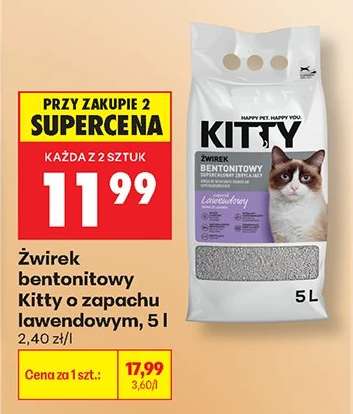 Żwirek bentonitowy Kitty o zapachu lawendowym, 5 l
