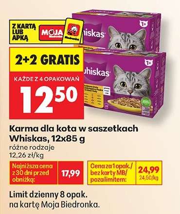 Karma dla kota w saszetkach Whiskas , 12x85 g