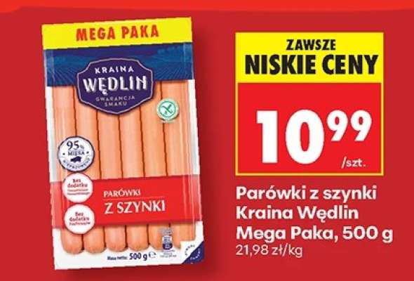 Parówki z szynki Kraina Wędlin Mega Paka, 500 g