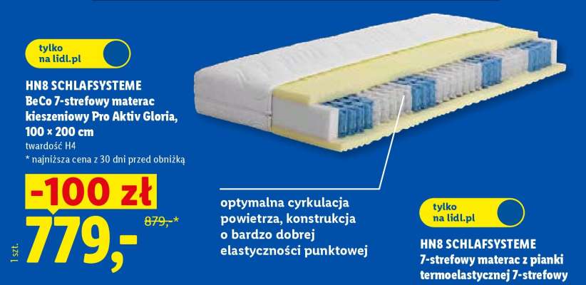 HN8 SCHLAFSYSTEME BeCo 7-strefowy materac kieszeniowy Pro Aktiv Gloria
