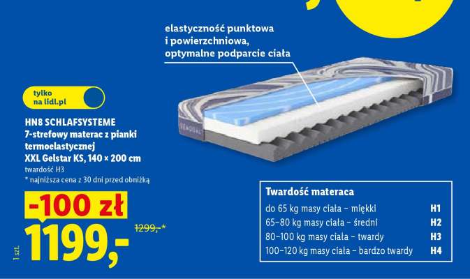 Hn8 Schlafsysteme 7-strefowy materac z pianki termoelastycznej XXL GelStar K5, 140 x 200 cm