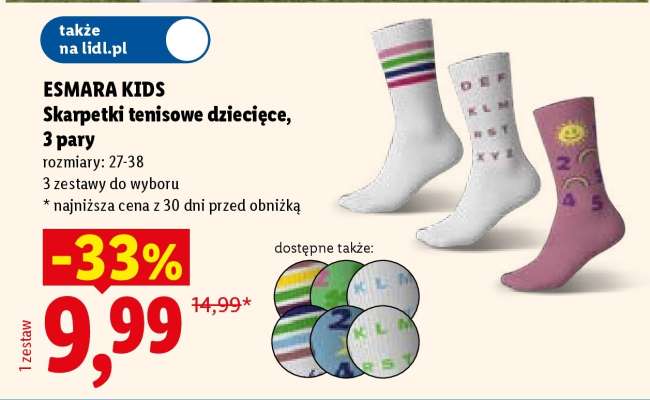 ESMARA KIDS Skarpetki tenisowe dziecięce, 3 pary