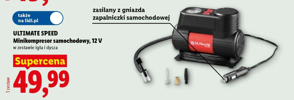 ULTIMATE SPEED Minikompresor samochodowy, 12 V