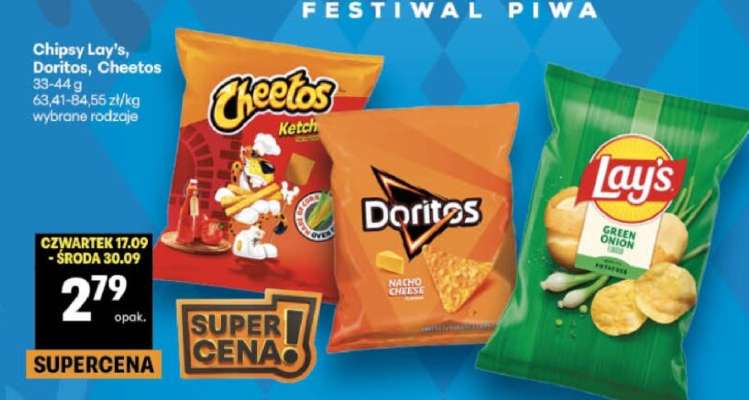 Chipsy Lay's, Doritos, Cheetos