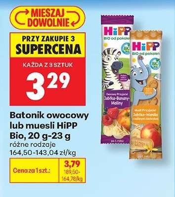 Batonik owocowy lub musli HiPP Bio, 20 g-23 g