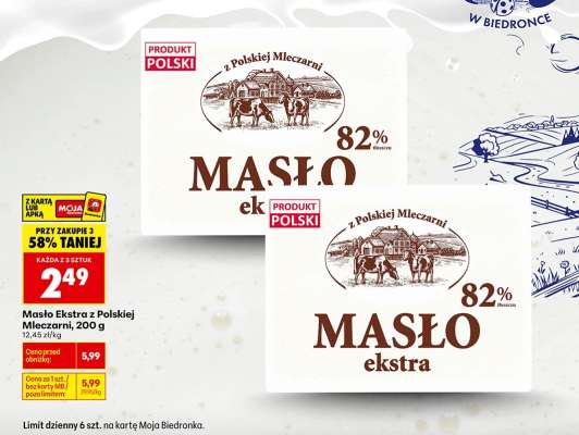 Masło Ekstra z polskiej mleczarni, 200 g