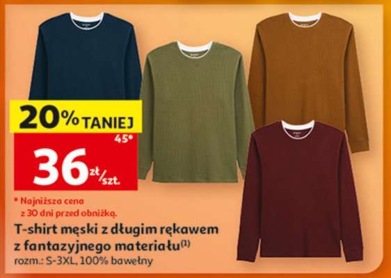 T-shirt męski z długim rękawem z fantazyjnego materiału