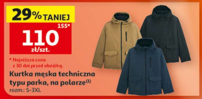 Kurtka męska techniczna typu parka, na polarze