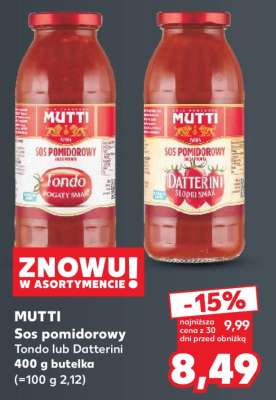 MUTTI Sos pomidorowy Tondo lub Datterini 400 g butelka