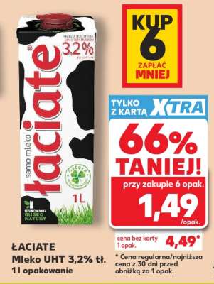 ŁACIATE Mleko UHT 3,2% tł. 1l opakowanie