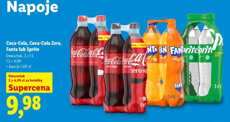 Coca-Cola, Coca-Cola Zero, Fanta lub Sprite*