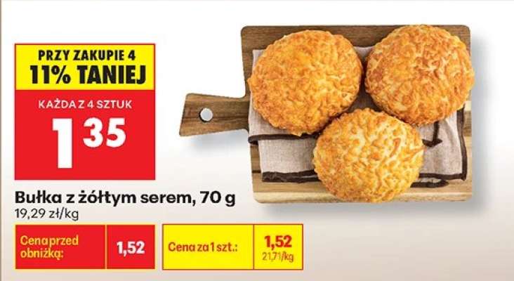 bułka z żółtym serem , 70 g