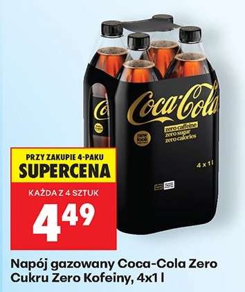 Napój gazowany Coca-Cola Zero Cukru Zero Kofeiny, 4x1 l