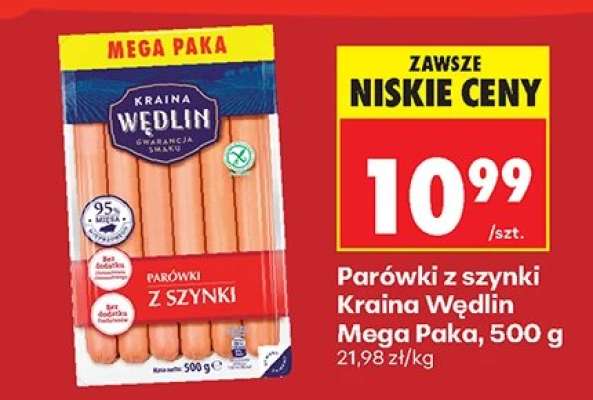 Parówki z szynki Kraina Wędlin Mega Paka, 500 g
