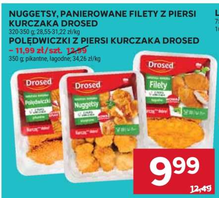 Nuggetsy, panierowane filety z piersi kurczaka Drosed