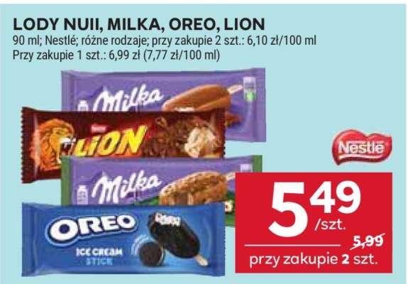Lody Nuii, Milka, Oreo, Lion