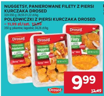 Nuggetsy, panierowane filety z piersi kurczaka Drosed