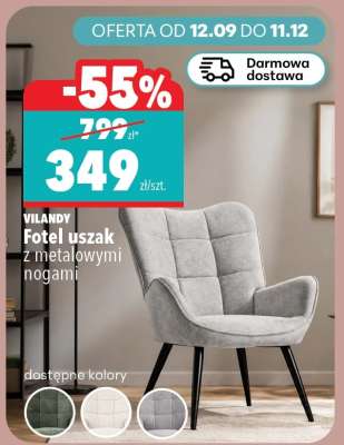 VILANDY Fotel uszak z metalowymi nogami