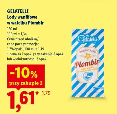GELATELLI Lody waniliowe w wafelku Plombir