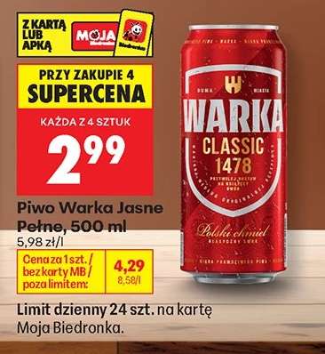 Piwo Warka Jasne Pełne , 500 ml
