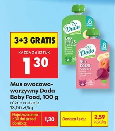 Mus owocowo warzywny Dada Baby Food 100 g