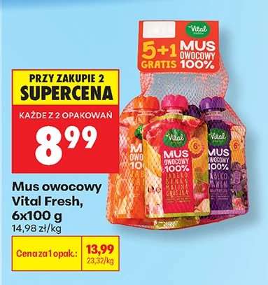 Mus owocowy Vital Fresh, 6x100 g