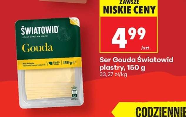 Ser Gouda Światowid plastry, 150 g