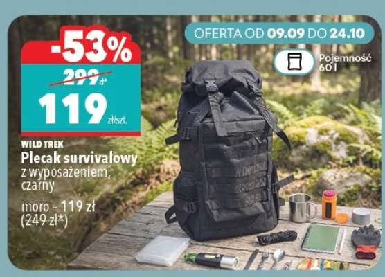 Plecak survivalowy z wyposażeniem, czarny