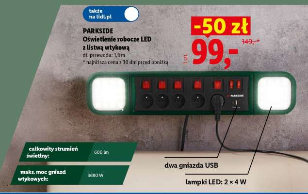 PARKSIDE Oświetlenie robocze LED z listwą wtykową