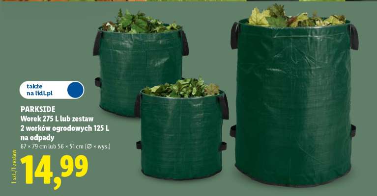 PARKSIDE Worek 275 L lub zestaw 2 worków ogrodowych 125 L na odpady