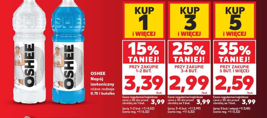 OSHEE Napój izotoniczny różne rodzaje 0,75 l butelka