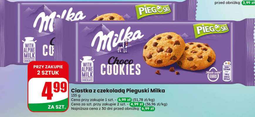 Ciastka z czekoladą Pieguski Milka
