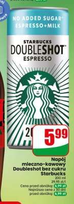 Napój mleczno-kawowy Doubleshot bez cukru Starbucks