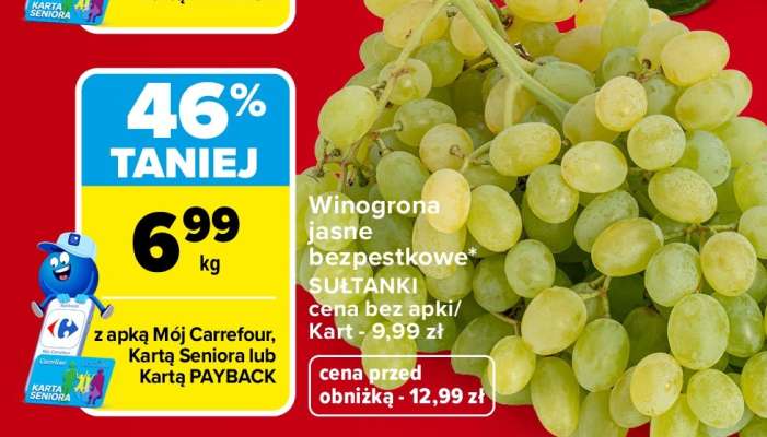 Winogrona jasne bezpestkowe SULTANKI