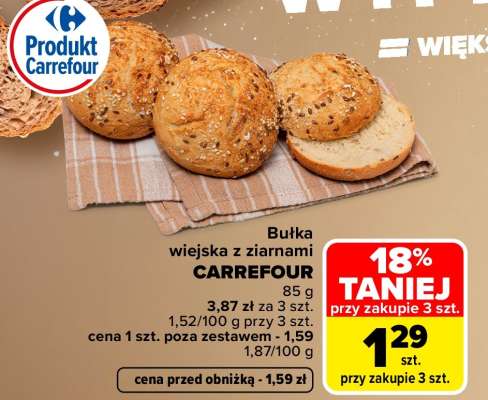 Bułka wiejska z ziarnami CARREFOUR