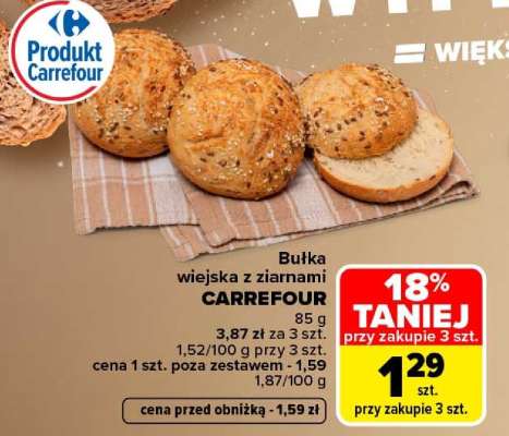 Bułka wiejska z ziarnami CARREFOUR