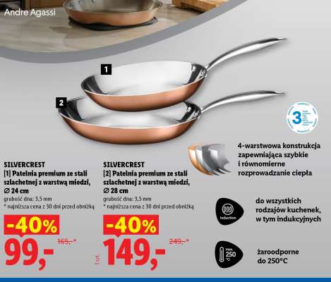 SILVERCREST Patelnia premium ze stali szlachetnej z warstwą miedzi, Ø 24 cm