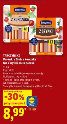 Tarczyński Parówki z fileta z kurczaka lub z szynki, duża paczka