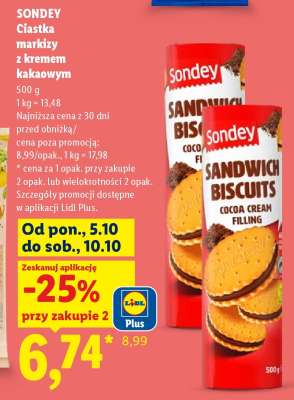SONDEY Ciastka markizy z kremem kakaowym